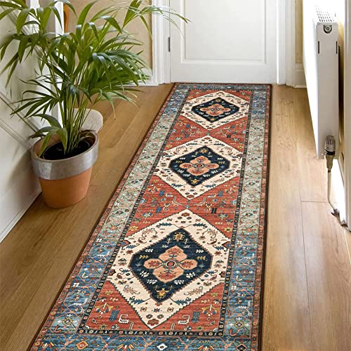 Beeiva Persian Washable Rug Runner, 2X8 Boho Carpet Runners For Hallways Rug For Kitchen Bedroom Bathroom Entryway, Vintage Tribal Medallion Laundry Room Non Slip Rug For Front Door Entry Indoor #TOP6