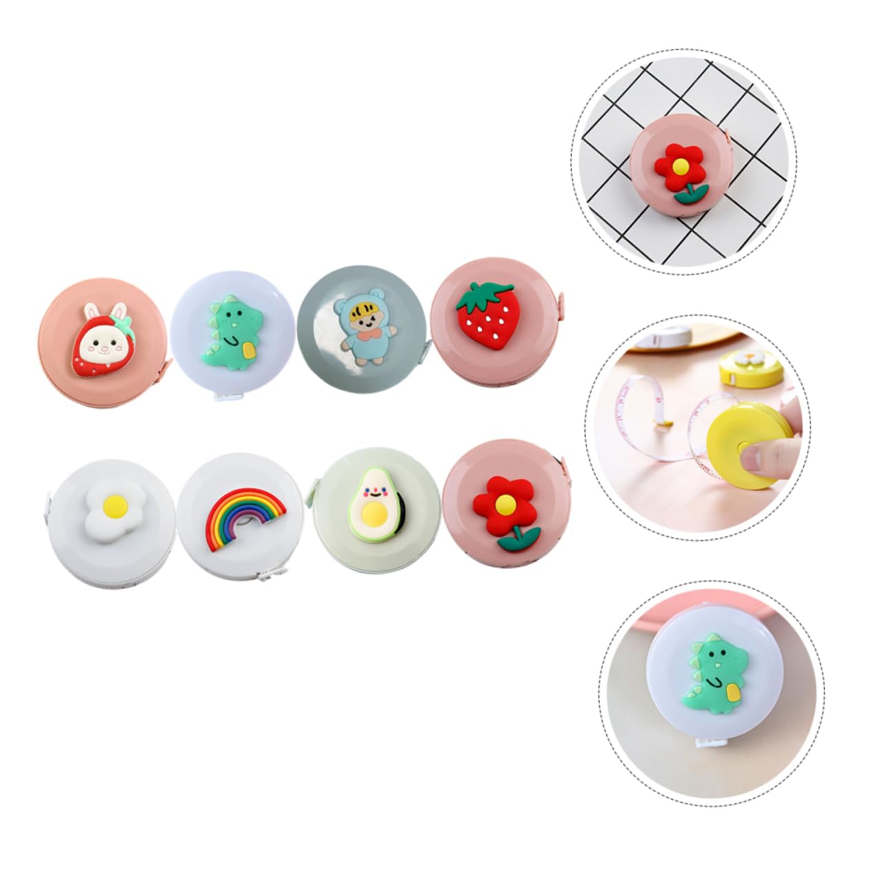DOITOOL 3 Series Mini Cinta Retráctil De Caricatura Para Medidas Corporales Y Manualidades Diseño Compacto Y Práctico Para Costura Y Diy 8 Piezas X 3
