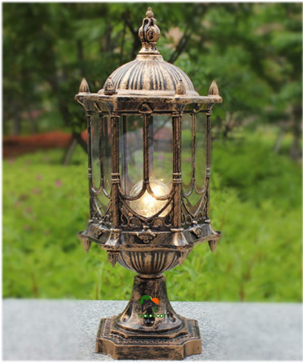 Weldecor ® Antique Casted Brass Metal Gate lamp for Pillar/Pole/Garden/Entrance gate/Waterproof Outdoor Light for Home and Garden (Big Size, 1 Piece)-image-21