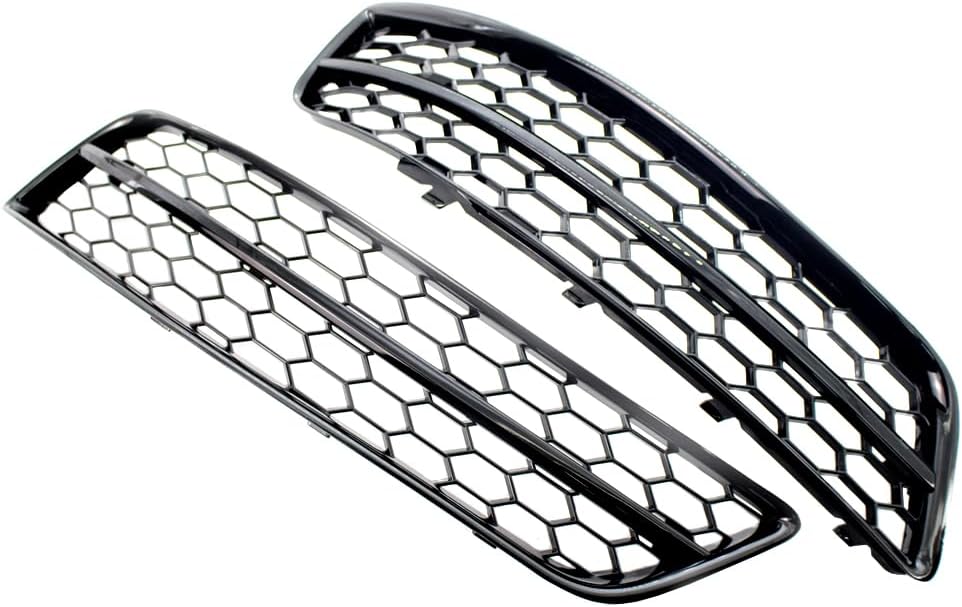 Set of 2 Front Left Driver and Right Passenger Side Bumper Foglight Lamp Cover Grille, Front Fog Light Lamp Grill Grille Cover, Compatible with Audi A3 8P 2009-2013 - Mesh Grille Black Bar