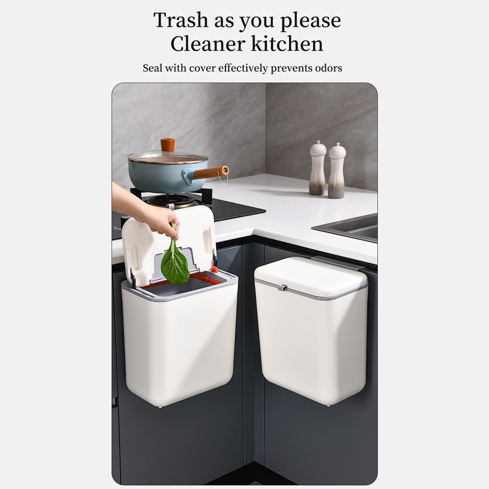 Mihoho Secchio Per Compost Da Cucina In Acciaio Inox 4L: Con Coperchio, Appendibile A Parete O Sotto Lavello, Maniglia In Silicone