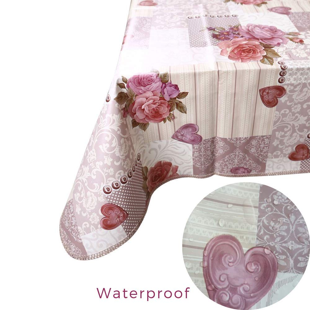 Nappe de Noël - Nappe de Table Flanelle pour Noël, Anti-Tache, Facile à Nettoyer, Nappe Rectangulaire Imperméable pour Noël (140x180 cm) (Rose, 140x140)