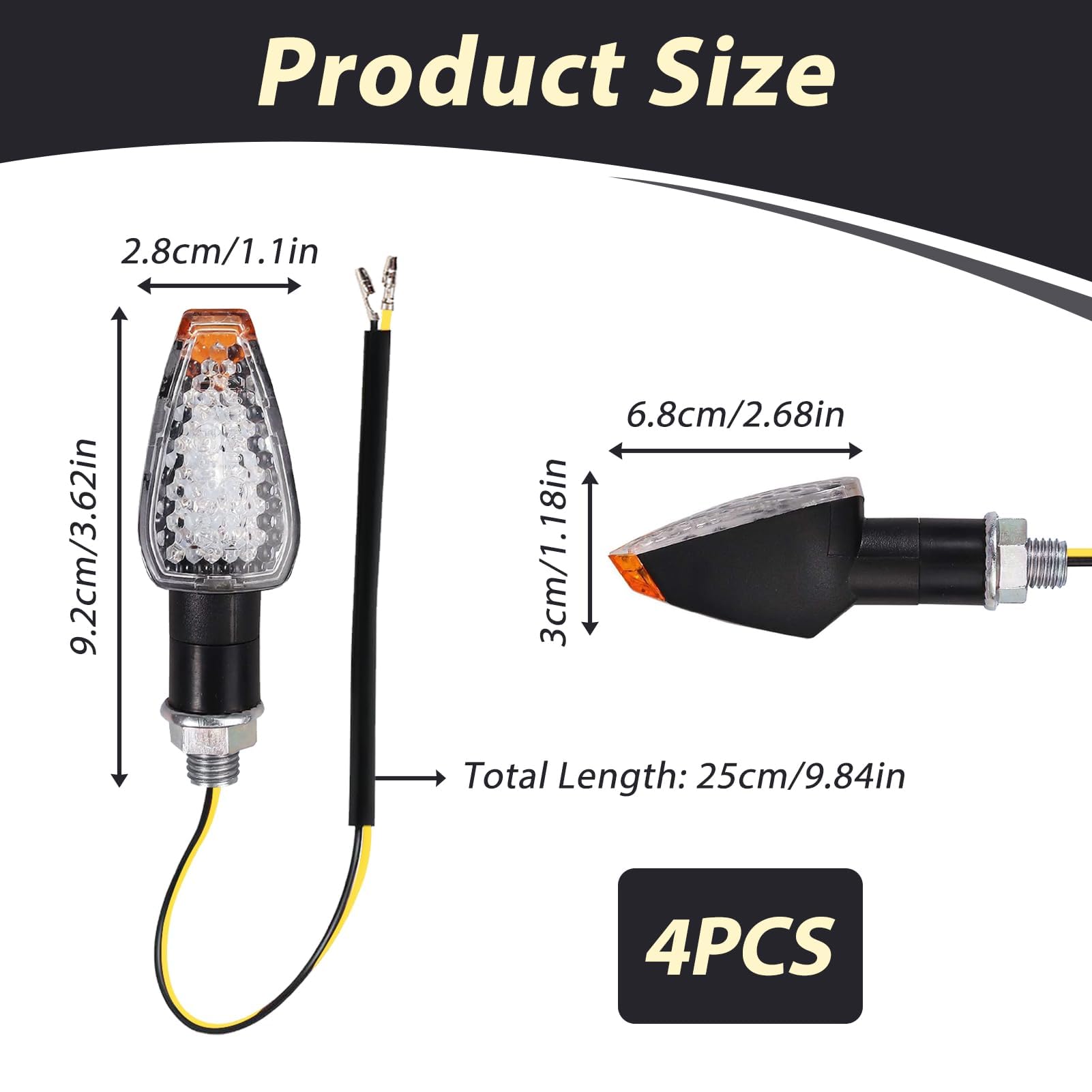 4 Piezas Intermitentes LED Moto 12V, Luces Direccionales Señal Giro Moto con 14 LED Súper Brillantes, Indicadores de Giro Ámbar para Scooter Quad Cruiser Off Road con Rosca de 10 mm
