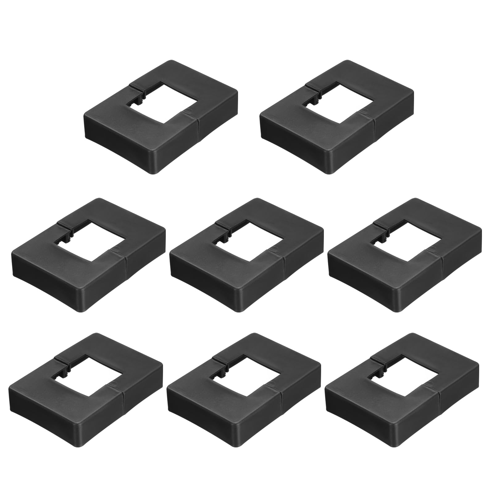 PATIKIL 8 Pack Fence Post Skirt, 1.6 x 1.6 Inch Rectangular Split Style Deck Post Base Cover Plastic Flange Base Shoe for Railings Fence Stair Railing Porch Patios, Black