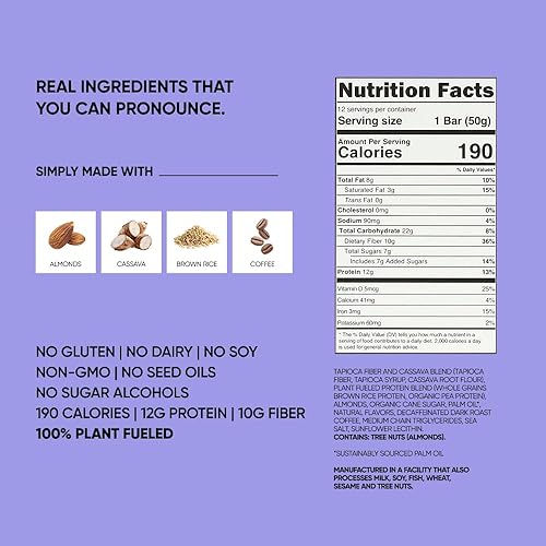 Miniatura 2 de TRUBAR - Barra de proteínas veganas, Whole Lotta Macchiato, sin gluten, proteína a base de plantas, sin lácteos, sin OMG, sin soja, sin alcohol de