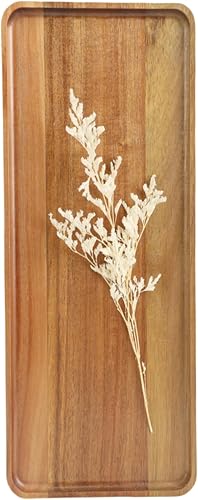 Miniatura 9 de 2 piezas bandejas de servir grandes de madera maciza de acacia de 15.7" x 7", platos rectangulares de servir de madera, tablas de madera natural