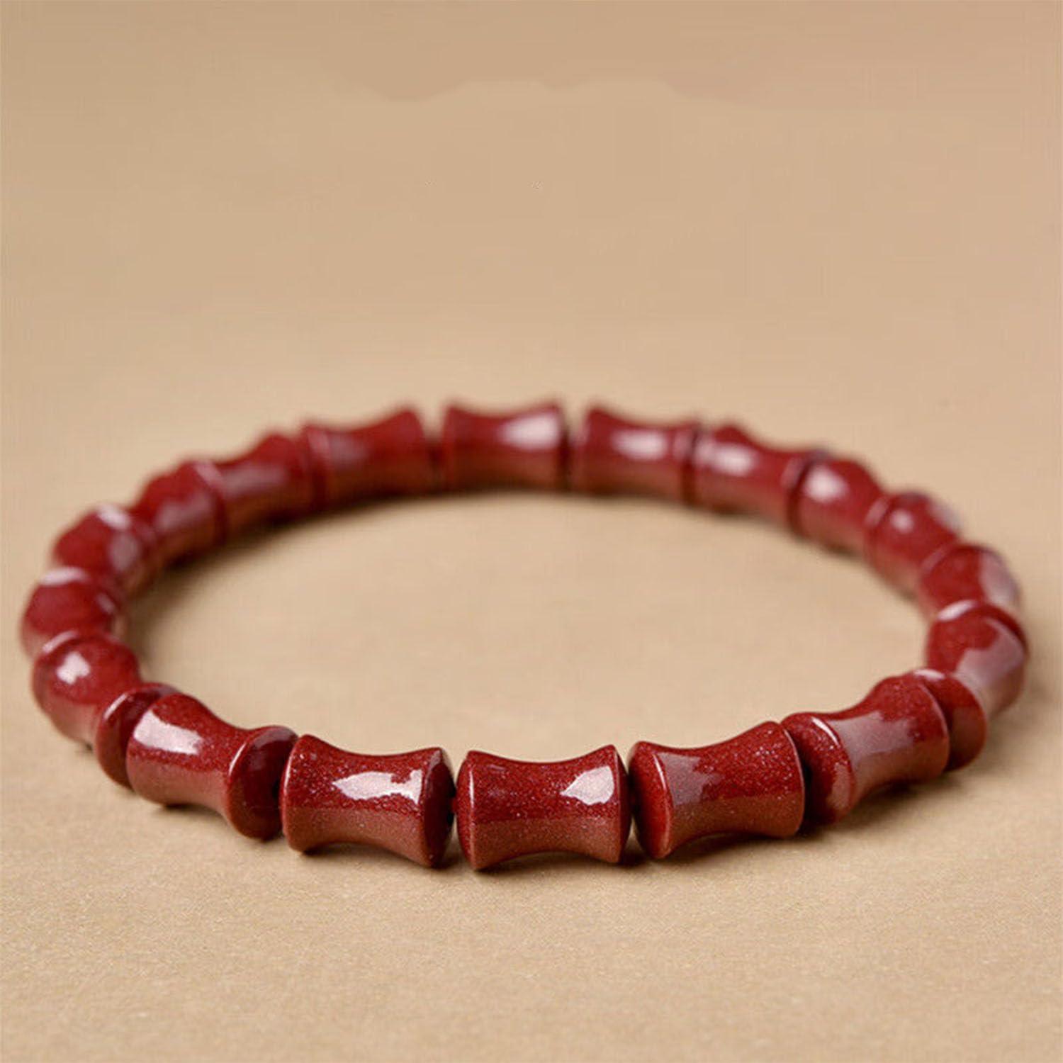 Bracelet de Perles de Bambou de Cinabre Naturel Rouge Feng Shui Attirer Le Bracelet d'amour Riche Chanceux pour Les Femmes