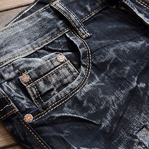 Jeans for Men Fashion Y2k Patchwork Shabby Fade Design Classic Belt Waist Denim Pants Men Ripped Straight Leg Jeans4