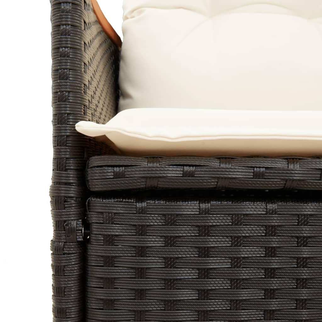 Poltrone reclinabili da giardino con cuscini 2 pezzi in rattan sintetico nero schienale regolabile e struttura robusta per esterni mobili da terrazza confortevoli