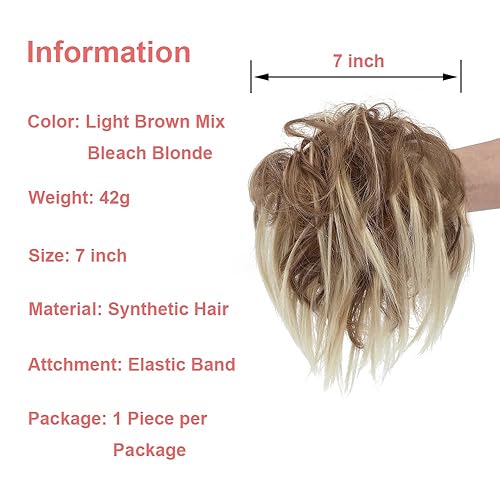 Miniatura 3 de KETHBE Pieza de Cabello para Moño Despeinado, Peinado Recogido Despeinado Sintético, Coleta Corta de Cabello Falso, Coletero de Cabello Falso con