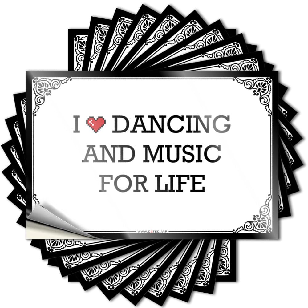 I Love Dancing & Music for Life Laptop Sweet - Vintage Bar Decor Tattoo Self Adhesive Sticker(12X18CM)