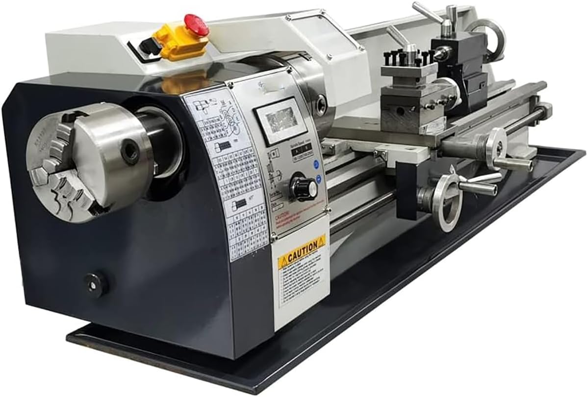 Mini Metal Lathe Machine, 900W Precision Benchtop Power Metal Lathe, 50-2500 RPM Continuously Variable Speed, with Metal Chuck Tool Box for Processing Precision Parts Metal Turning
