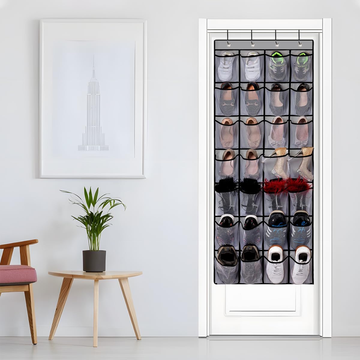 2 pezzi Scarpiera a sospensione da porta – Portascarpe con 28 tasche, organizer multifunzione da appendere per camera da letto, soggiorno, bagno