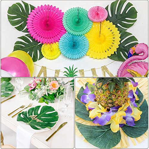 Kuuqa 48 Pcs Tropical Party Decor Artificial Plant Tropical Palm Monstera Leaves Simulation Leaf For Hawaiian Luau Safari Party Jungle Beach Theme Bbq Birthday Party Decorations Supplies 3 Sizes #TOP2