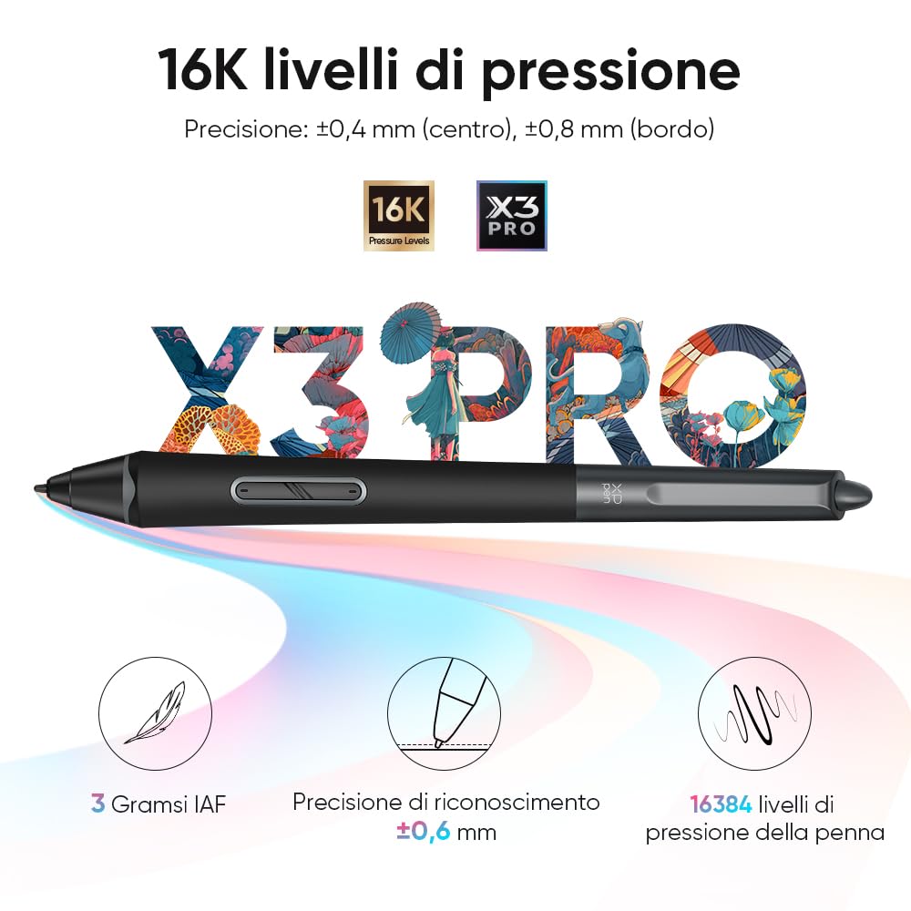 XPPen Artist Pro 14 2nd Tavoletta grafica con schermo da 14 pollici, penna passiva 16K(16384) livelli di pressione, Telecomando wireless di scelta rapida incluso, Supporto pieghevole integrato