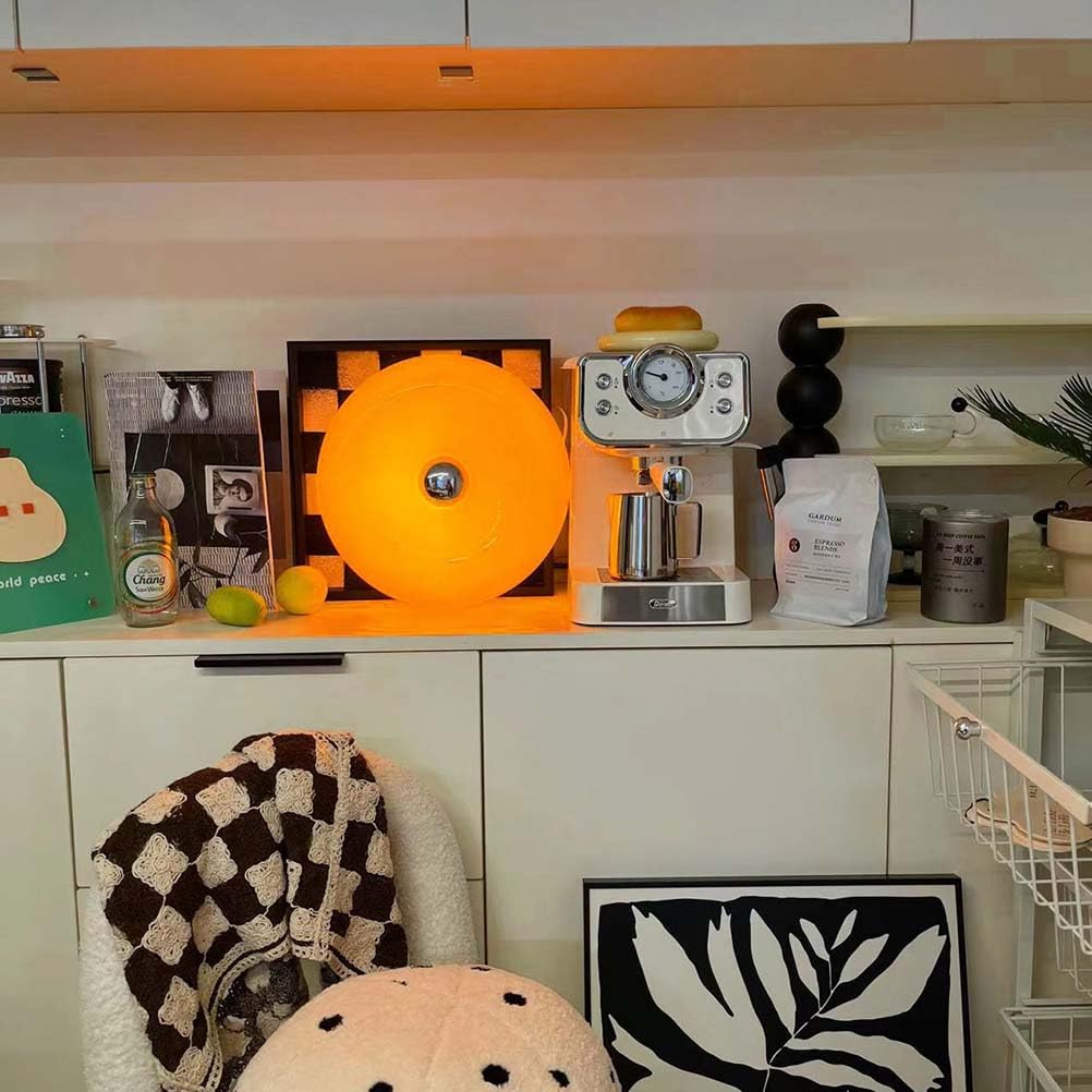AoLa Lámpara de Pared Donut Naranja con Cable y Enchufe Luz de Pared Lámpara de mesilla de Noche de Cristal LED Modern Touch Control 3000K-6000K Lámpara de sobremesa Donut Luz de Noche Decorativa