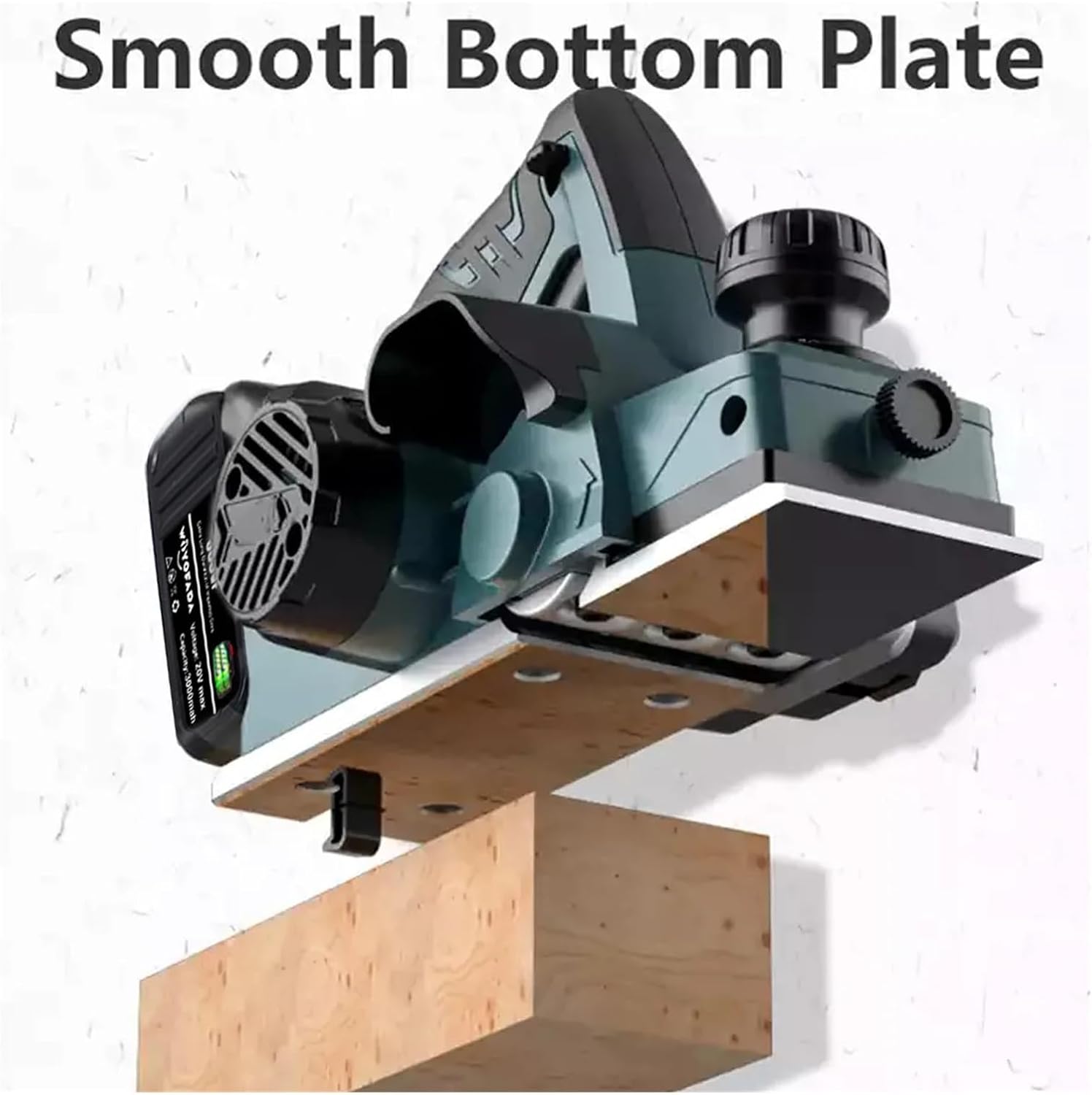 Recharable Electric Planer Cordless Handheld Wood Cutting Tool Cordless Wood Planing Machine Carpenter(2 Battery)