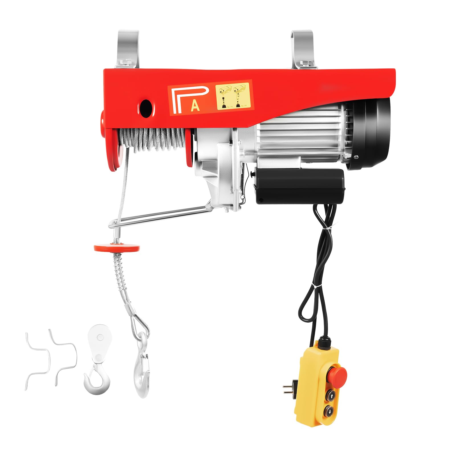 Elektrische Seilwinde 500KG bis 1000KG Hubhöhe 12M Seilzug Motor winde 1600W Kupfermotor Flaschenzug 12m/min Hubgeschwindigkeit Hebezug mit Kabelloser Fernbedienung (1000KG)