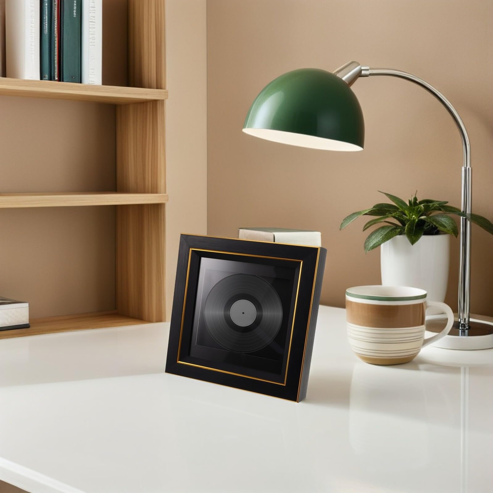 ULTECHNOVO Cornice per CD e Dischi in Vinile da Tavolo e Parete, Espositore Porta-album Struttura Robusta e Apertura Facile, Compatibile Custodie CD e Copertine Vinile per Arredamento Casa