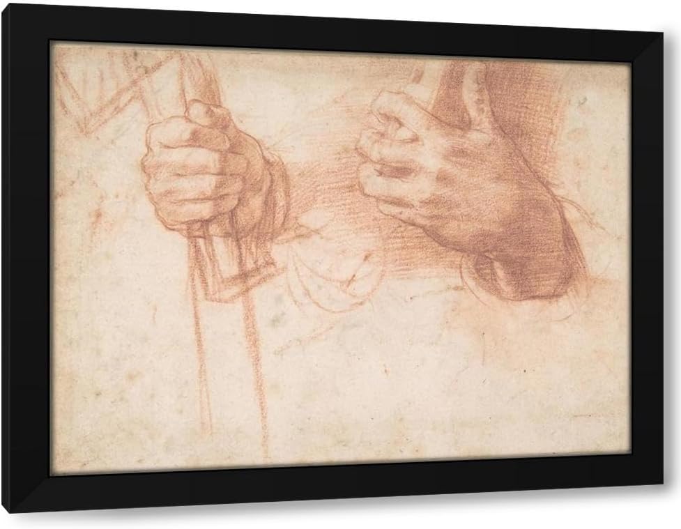 Andrea Del Sarto 24x19 Black Modern Framed Art Print Titled: Studies of Hands (Ca. 1517)