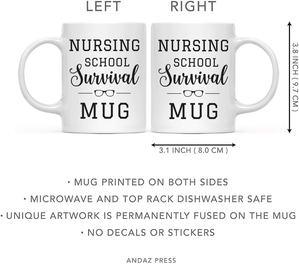 Andaz Press 11oz. Graduation Coffee Mug Gift, Nursing School Survival Mug, 1-Pack, Includes Gift Box, Cups for Graduates School Students of Class of 2026, Grad Diploma, Academic Degree Congratulations