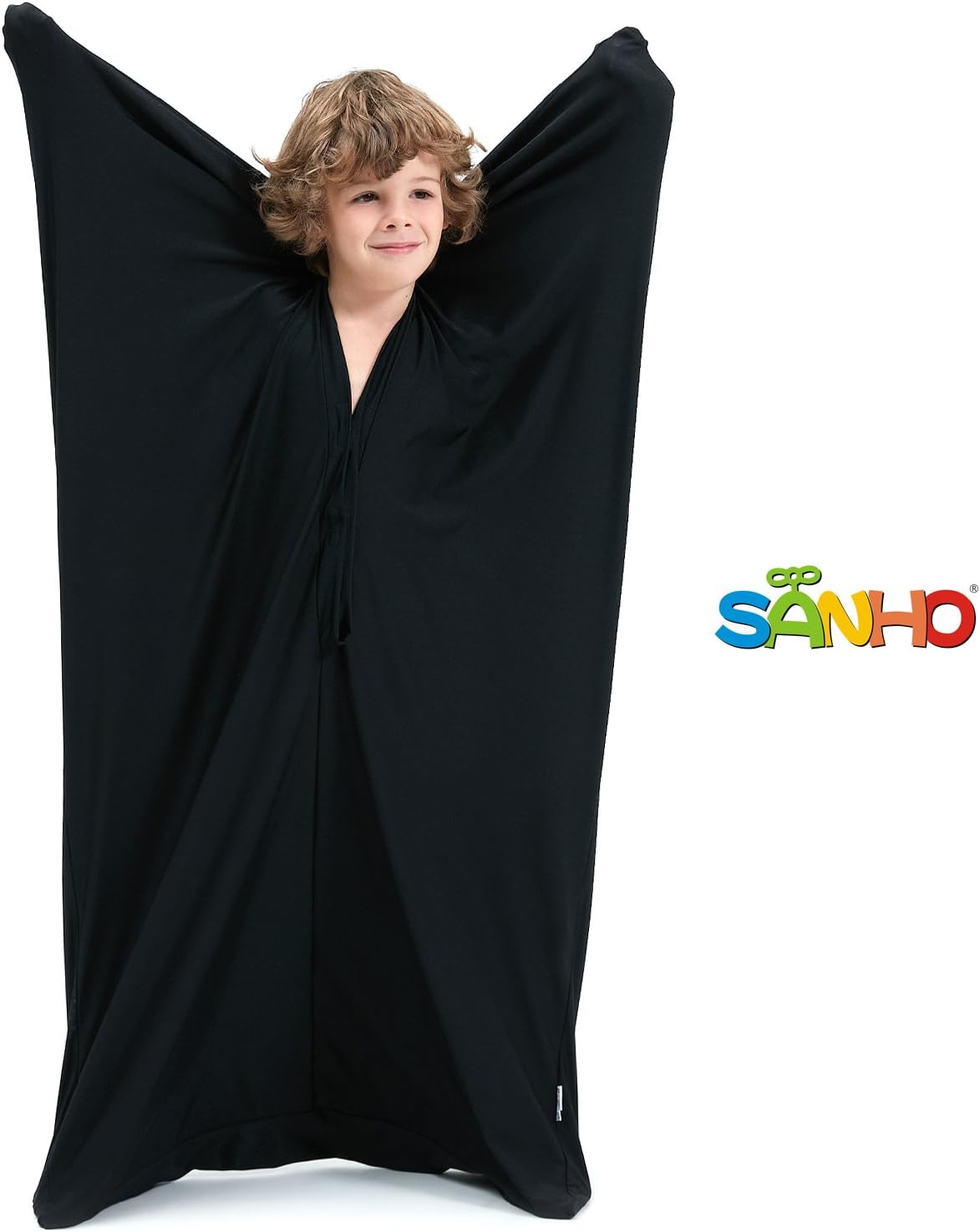 SANHO Dynamic Movement Sensory Body Sock,Large,9-12 Years Old,56''HX28''W,Good for Height:52"-61",for Autistic & Sensory Processing Disorders,Updated Version,Black