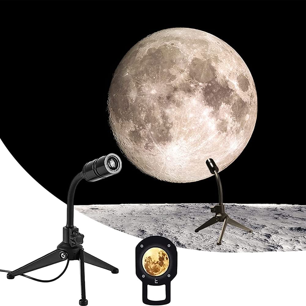 Lampada Proiettore Luna Terra,Proiettore Cielo Stellato Girevole Lampada LED USB Ricaricabile,Proiettore 3D Luce Notturna Lampada Luna Terra Staffa Bambini Festa Casa Luce Ambientale,B