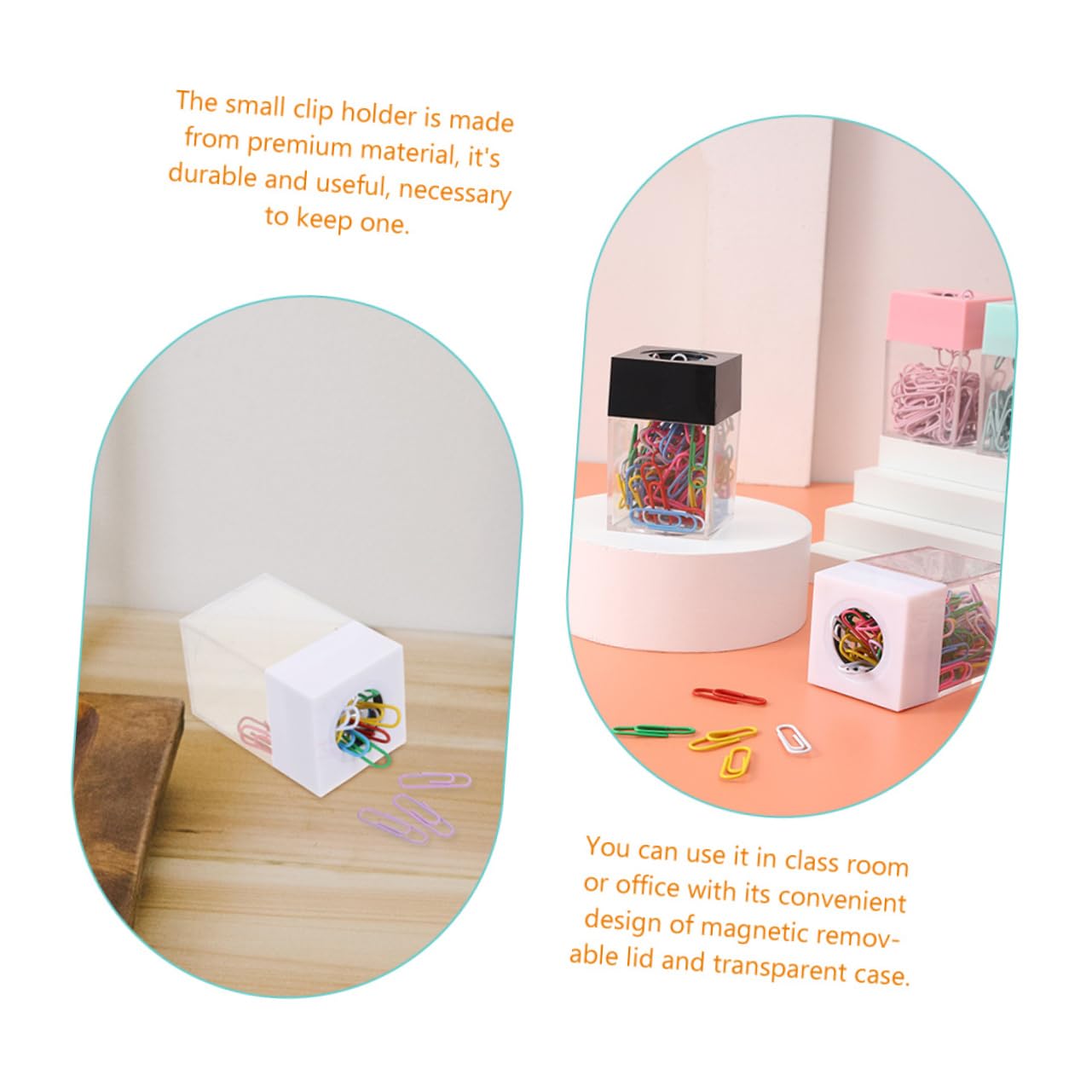 Abaodam 8 Pz Secchio Di Spilli Porta Forcine Organizer Per La Conservazione Graffetta Trasparente Custodia Per Graffette Contenitori Magnetico Plastica Portaoggetti Ufficio