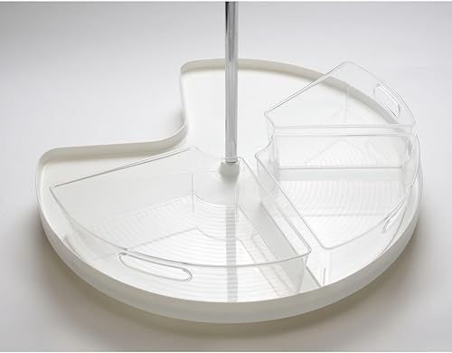 Miniatura 5 de mDesign Gabinete de cocina de plástico Lazy Susan organizador de almacenamiento con asa frontal gran forma de pastel de cuña de 16 paquete de 3