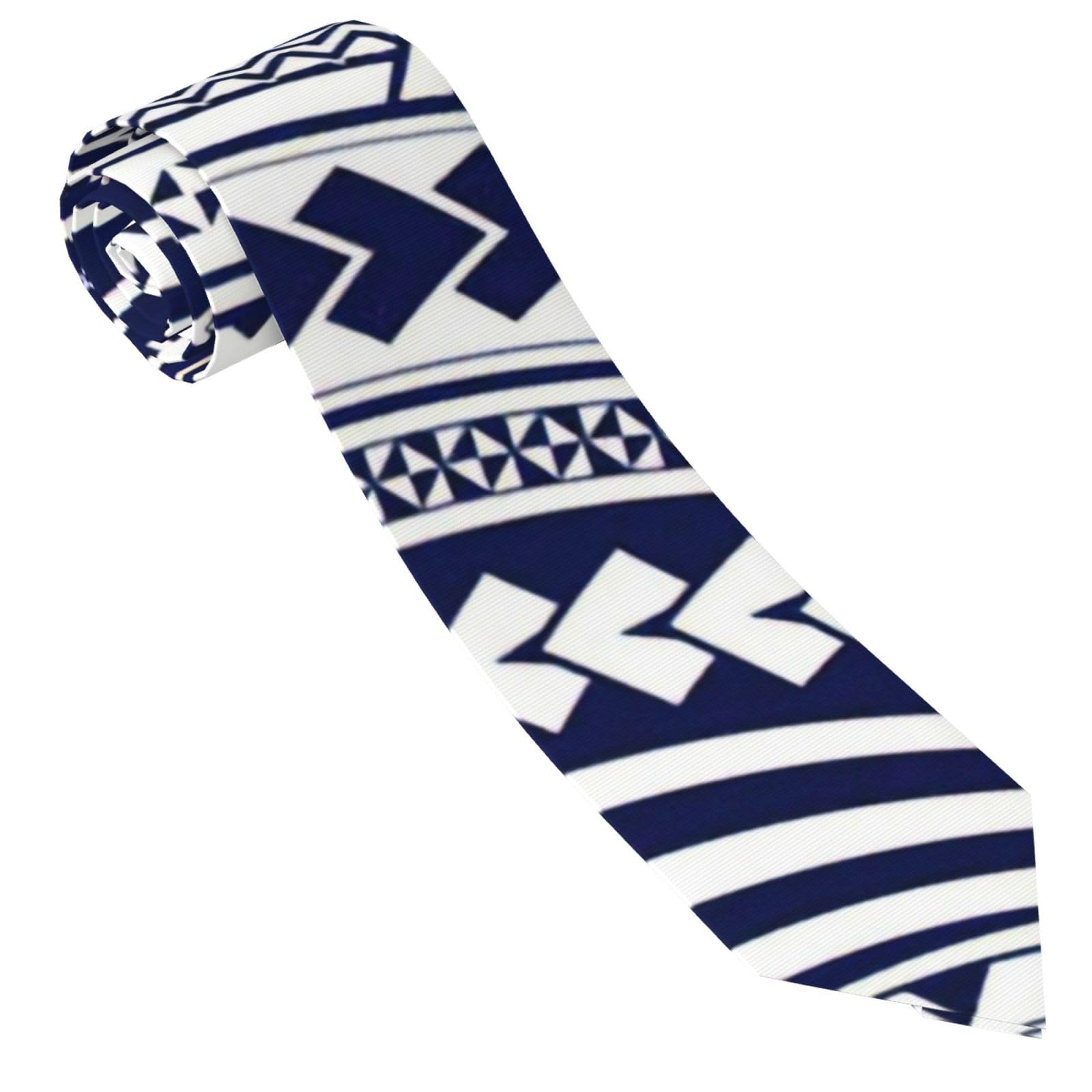 BREAUX Blue Polynesian Maori Tribal Pattern Printed Tie, Novelty Tie, Men's Suit Tie, Slim Fit Tie, Printed Tie, Men's Tie