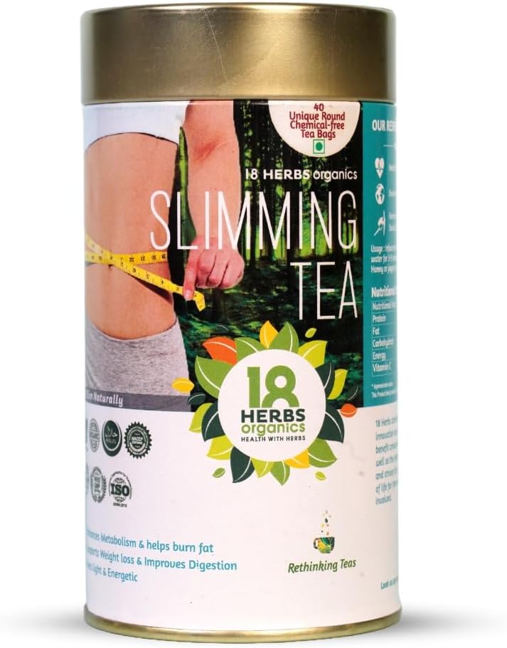 18 Herbs Organics Health with Herbs Slimming Tea Bags - Natural Herbal Tea Bags - Get Slim And Fit - 40 Tea Bags