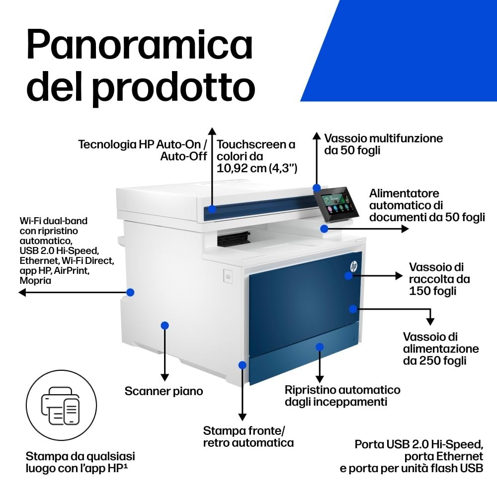 HP Color LaserJet Pro MFP 4302dw (4RA83F) Stampante a Colori, Fronte e Retro Automatico, 35/33 ppm, USB, Wi-Fi, Ethernet