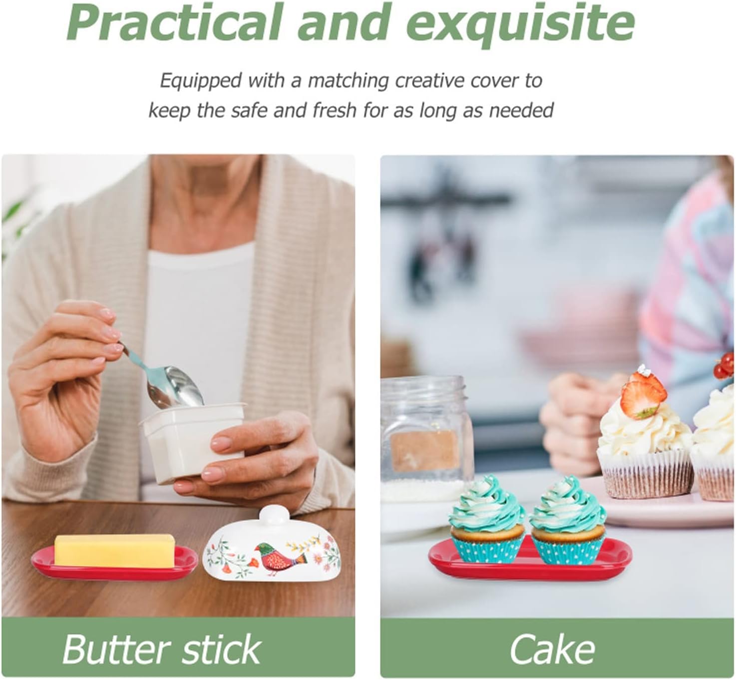 Butter Container 1pc Practical Ceramic Butter Container with Lid Household Tableware Storage Boxes Ceramic Butter Box with Cover Butter Dish Cheese Boxes for All Types of Butter (Color : B)