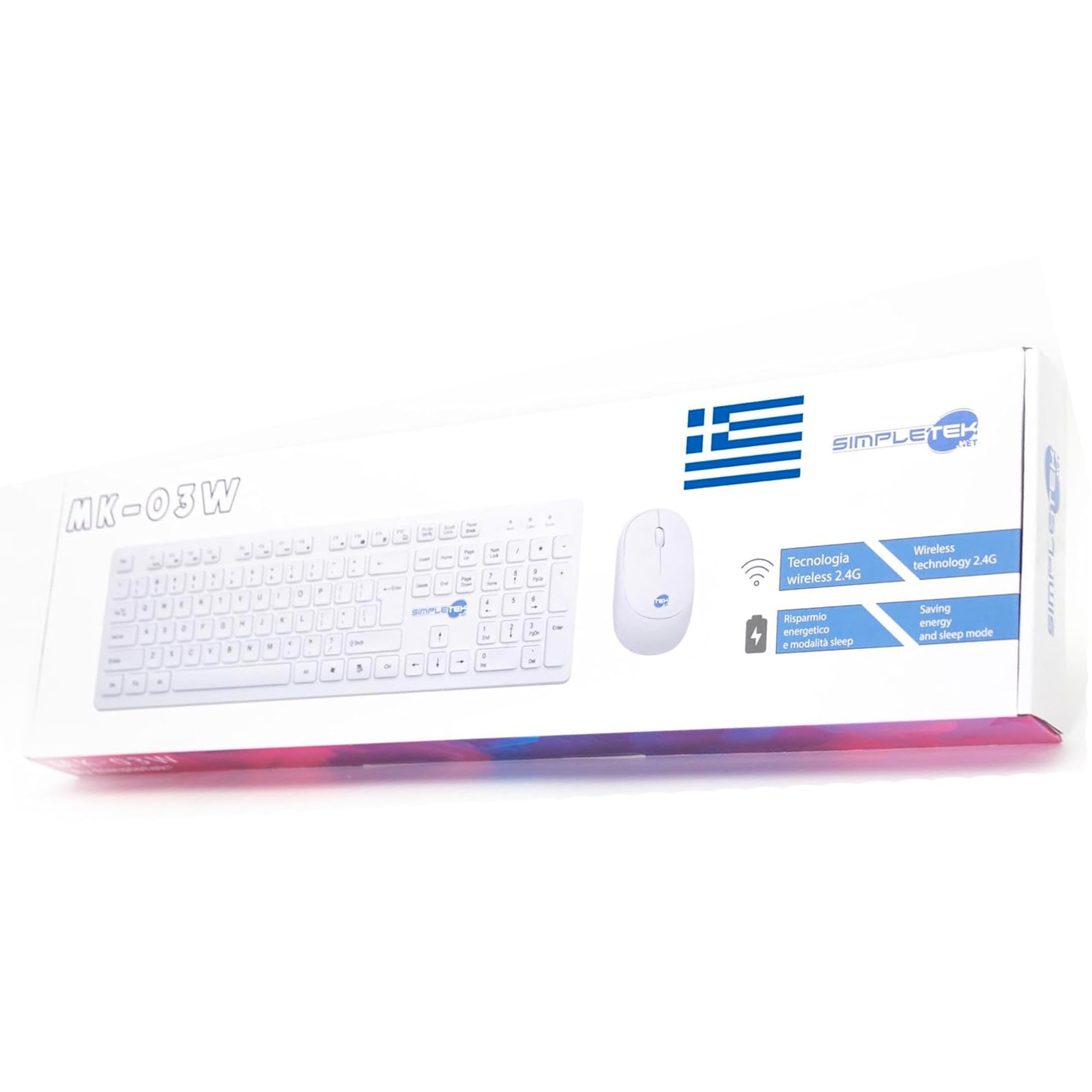 Kit Tastiera E Mouse Wireless 2.4G Con Layout GR Greco - QWERTY Con Tastierino Numerico, Per PC E Mac