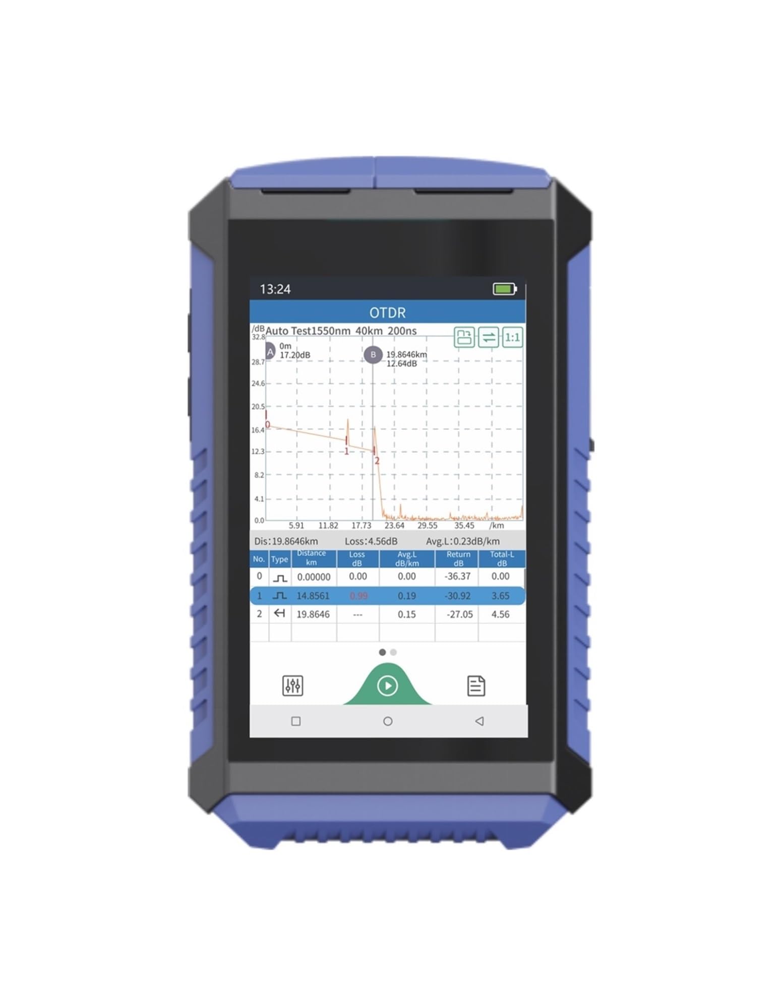 Optical Fiber Tester With Touch Screen OTDR 980TEK-D26 1310nm 1550nm 26/24dB Test Range 100km OPM OLS VFL Reflectometer(SC UPC Connector) SC UPC Connector A
