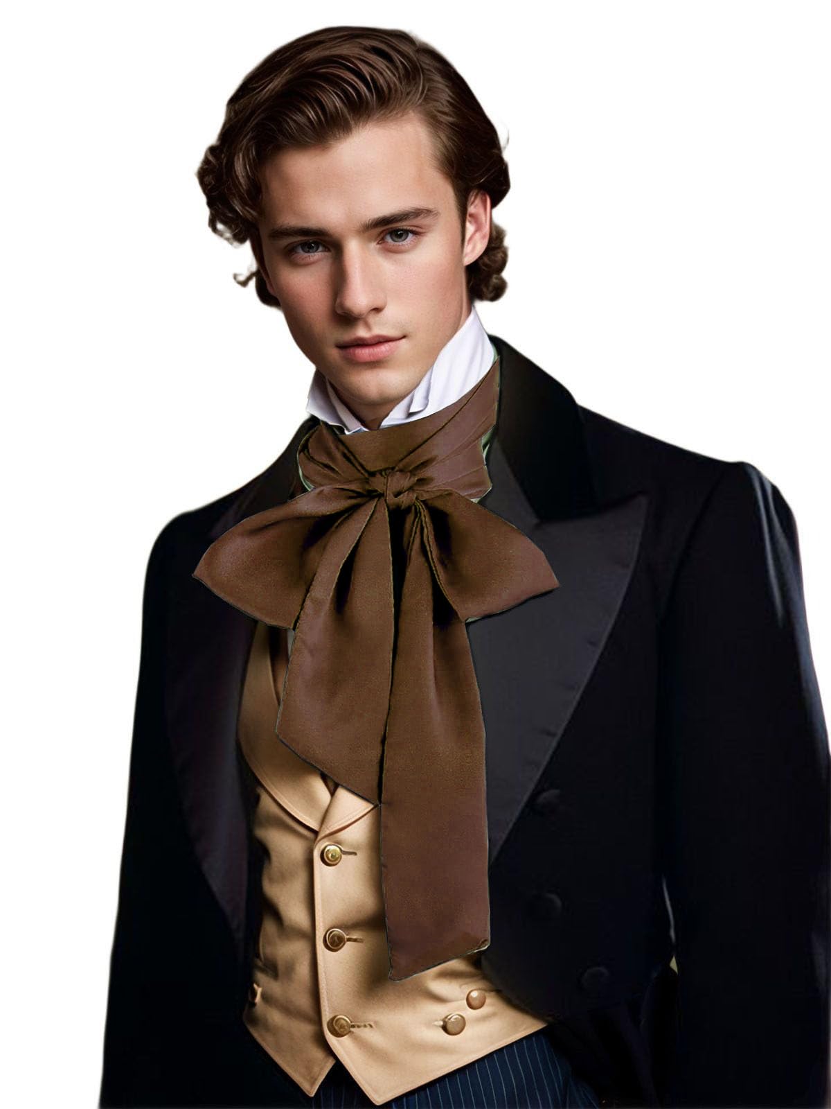 Unykaflor Renaissance Scarf Jabot Cravat,Mens Costume Collar for Victorian Edwardian Western Wedding Halloween Necktie