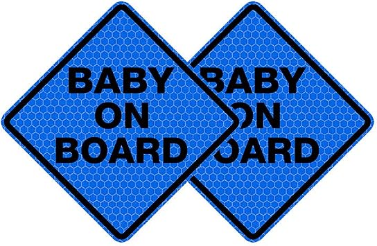 2pcs Reflective Car Sticker Baby on Board High Intensity Reflective Sticker for Car Waterproof Safety Warning Auto Bumper Window Sticker Kids on Board Decal Blue