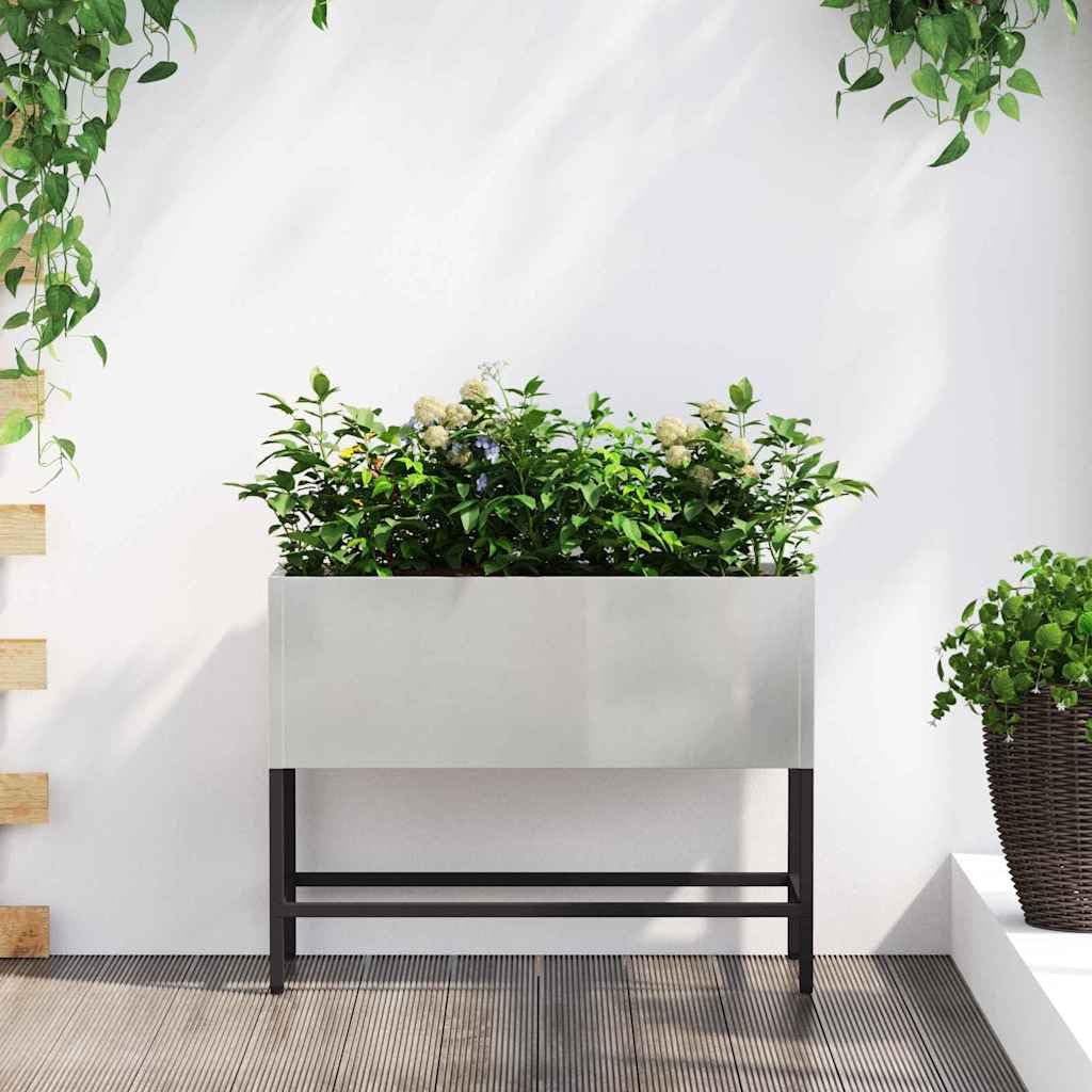 Hothingwell Podwyższona taca ogrodowa srebrna 60x26x45 cm stal nierdzewna | Nowoczesna konstrukcja, odporna na warunki atmosferyczne, łatwa do czyszczenia, prosty montaż za pomocą śrubokręta