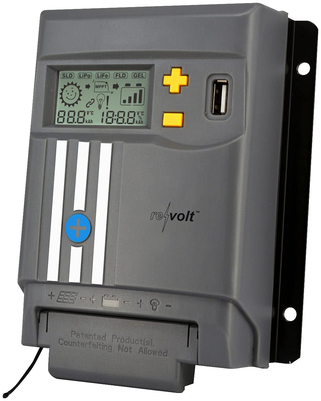 Regolatore di carica solare MPPT 10 A per batterie 12/24 V con display LCD e USB