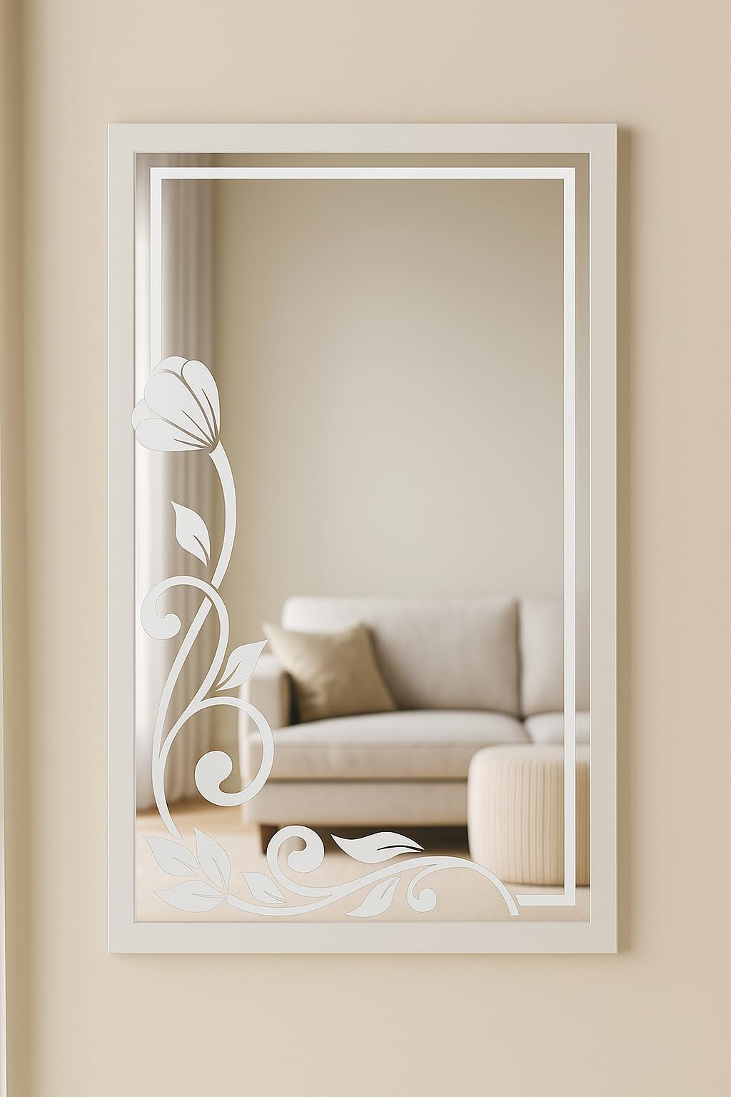 dressing mirror etching design Buy Floral Design Mirror for Bathroom & Living Room | Elegant Etching Work  Mirror for Home Decor Glass with Shining Finish (24x18 Inch) Online at Low  Prices in India