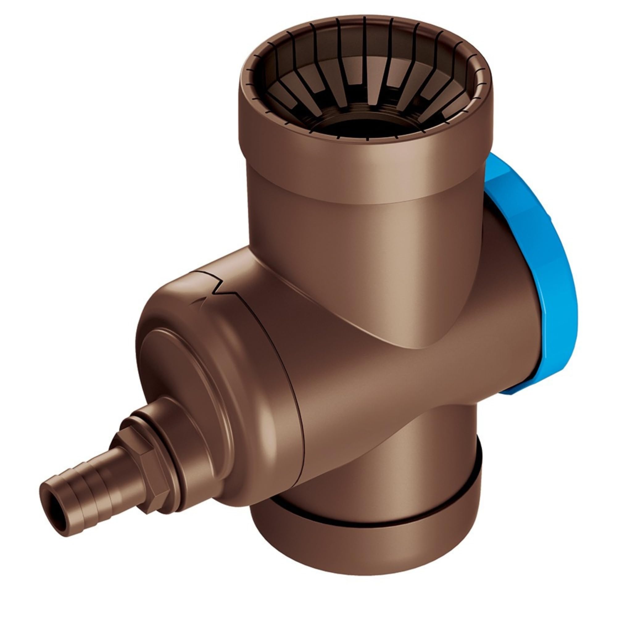 YourCasa Raccolta di pioggia [Downpipe] - Tappo per troppopieno, rubinetto di intercettazione e filtro metallico - Connessione tubo di scarico DN100 e serbatoio marrone