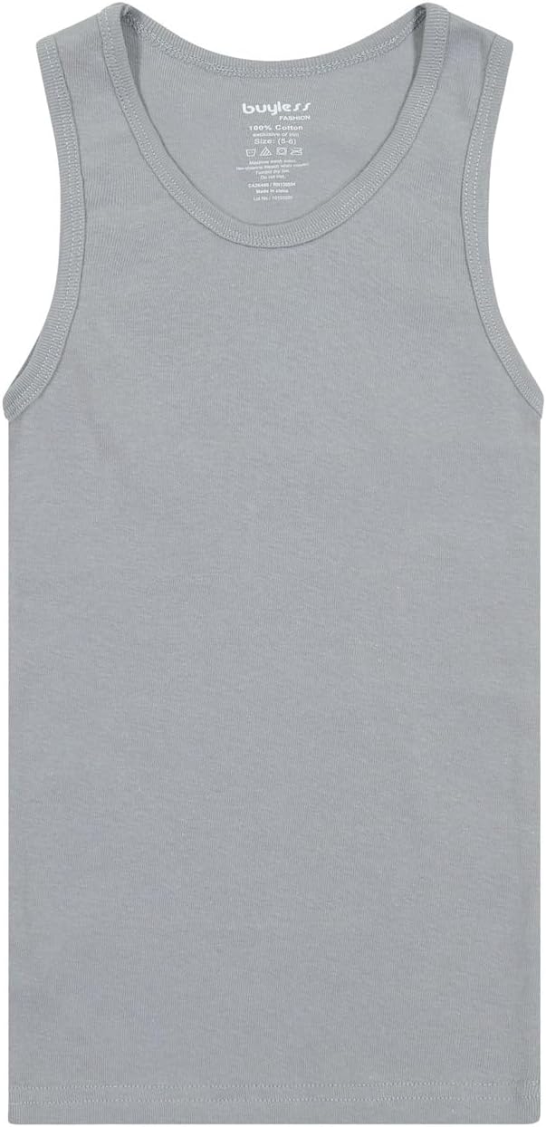 Buyless Fashion Boys Scoop Neck Tagless Undershirts Soft Cotton Tank Top (12 Pack) 13-14 Stripes