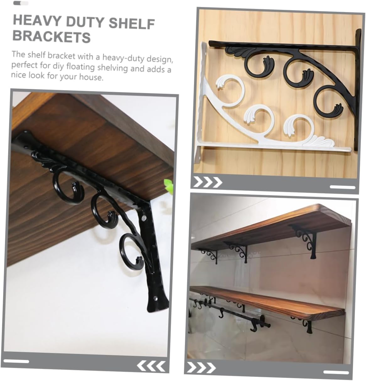 Tofficu 5pcs Floating Shelf Bracket Heavy Duty Support for Wall Storage Easy to Install Decorative Bracket for Home Office Cafe Sturdy Space Saving Design