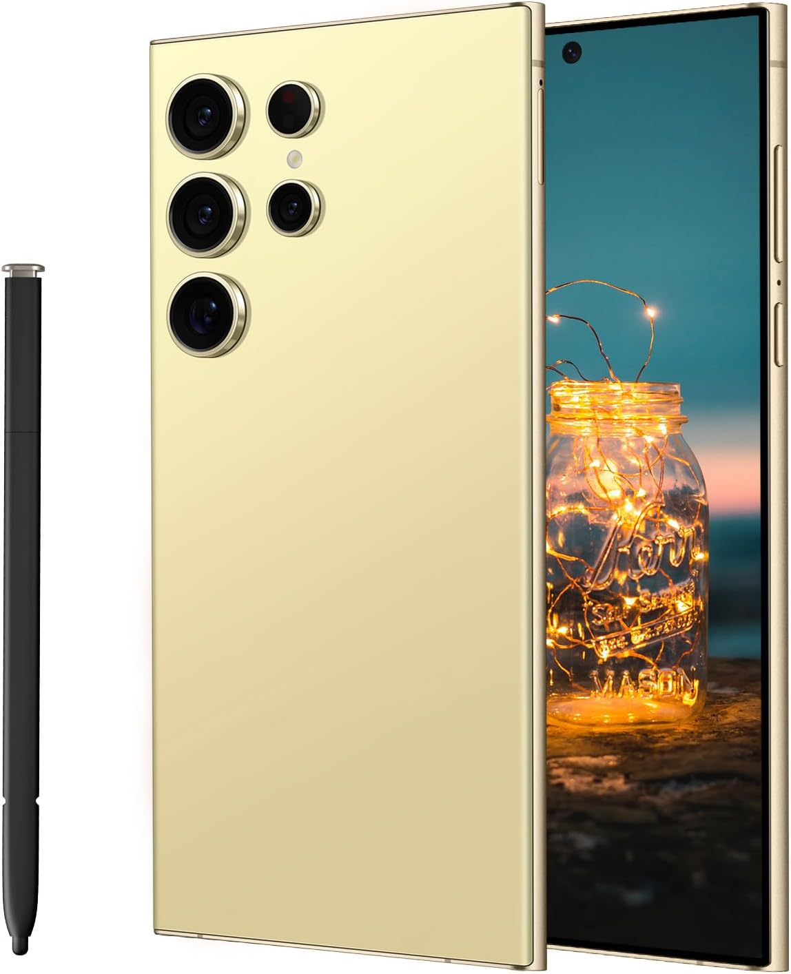 C24 Ultra 5G Smartphone,16+512GB Unlocked Phone, Android 13.0，48+108MP Zoom Camera,6.8″ HD+ Display, Long Battery Life 6800mAh,Dual SIM 5G Cell Phone, Dual SIM,Build-in Pen Phone (Feather Yellow)