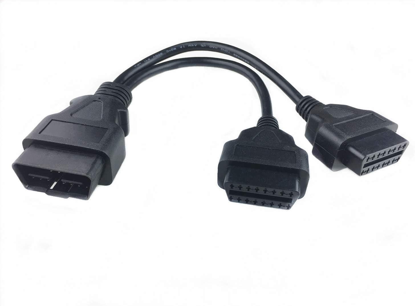 ARTECKIN 24awg OBD2 OBD II Splitter Y Cable J1962 16 Pin Male to Dual Female Adapter 30cm/1ft