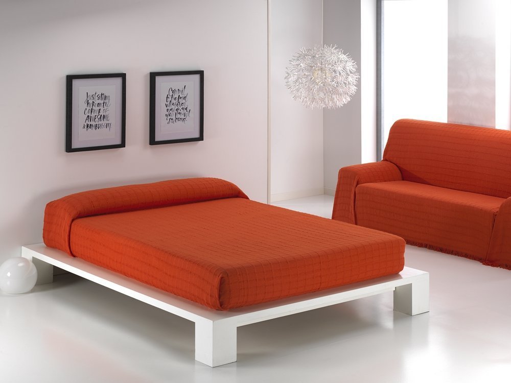 COMFORT HOME TM Colcha Multiusos Diamante para SOFÁ 1,2 Y 3 PLAZAS Y Cama 90,134 Y 150. Fabricado EN ESPAÑA (Naranja, 125_x_180_cm)