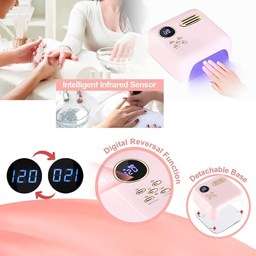 Miniatura 5 de BETE - Lámpara de uñas LED inalámbrica, secadora de uñas, 72 W, lámpara de uñas LED portátil de gel de 36 cuentas con 4 sensores de ajuste de