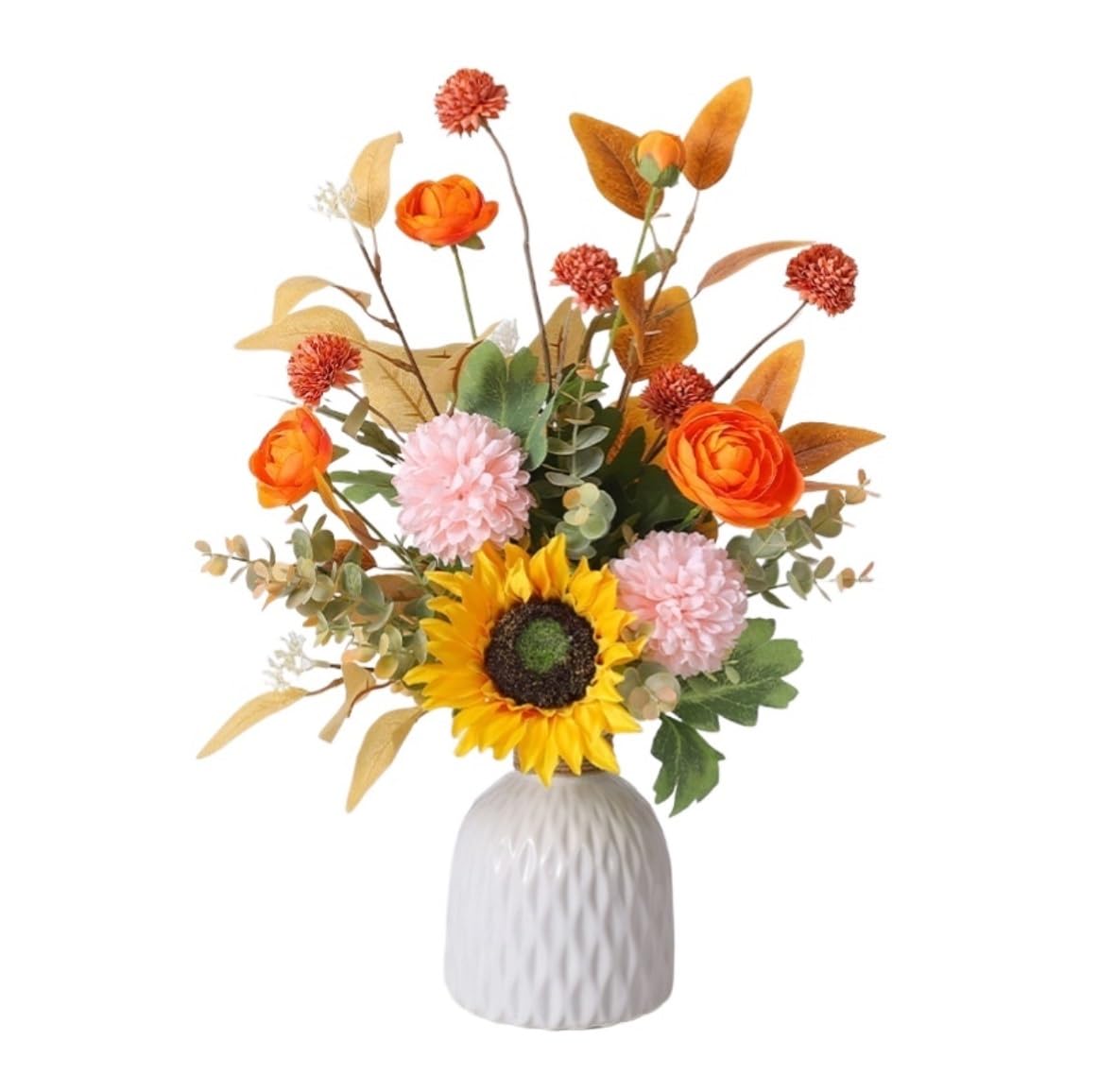 DFGHNBVC Fake Plants Arrangement Artificial Fake Flowers With Ceramic Vase, Silk Faux Flower Arrangement For Table Centerpiece Home Decoration Party Decor