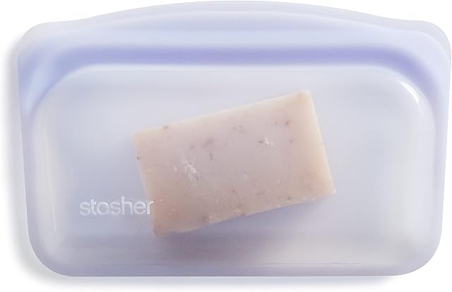 Stasher Platynowy silikonowy worek do przechowywania żywności wielokrotnego użytku, lawendowy (snack) | redukcja jednorazowego plastiku | gotowanie, przechowywanie, sous video lub zamrażanie |