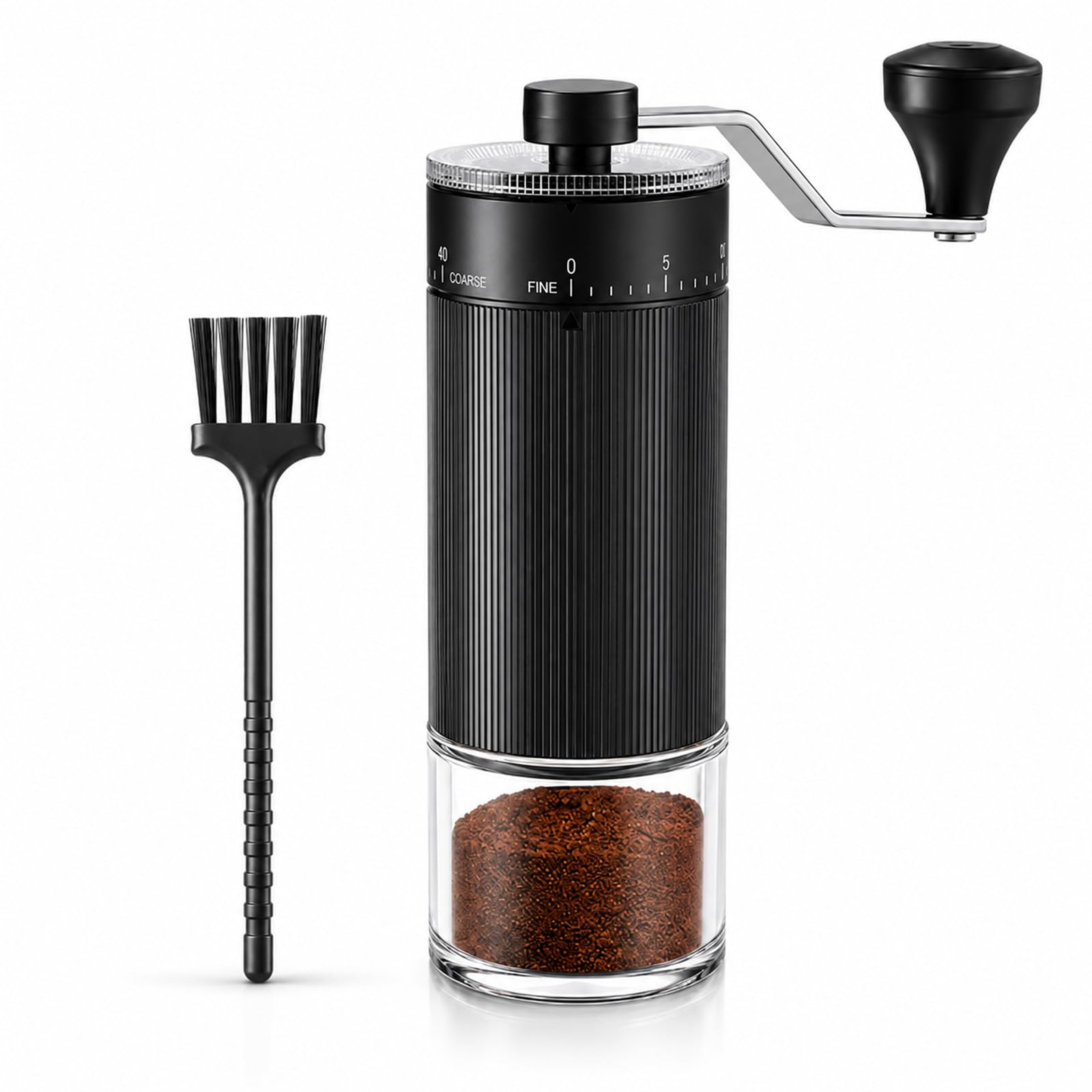 Molinillo de cafe manual: 40 Ajustes & Molinillo cafe muelas | Molino de cafe de Aluminio y Vidrio, ideal para Espresso. Tu coffee grinder y molino cafe perfecto para viaje.